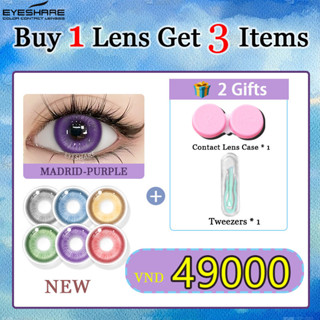 [1 bộ] Ống kính tiếp xúc màu mắt 1 cặp + Vỏ + Kẹp trang điểm hàng năm Ống kính tiếp xúc màu Cosplay