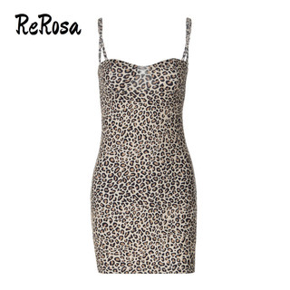 Rerosa Nữ 2024 Thời Trang Da Báo In Slim Fit Backless Bodycon Váy