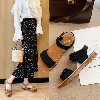 Bò tendon đế sandal giày đế bằng mùa xuân 2024 phong cách mới giày sinh viên la mã giày đi biển đế mềm giày nữ đế bằng