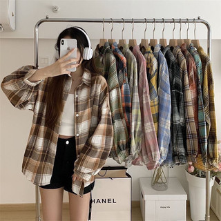 Áo sơ mi kẻ caro 18 màu dài tay phom rộng unisex/ Áo khoác chống nắng oversize nam nữ kẻ caro