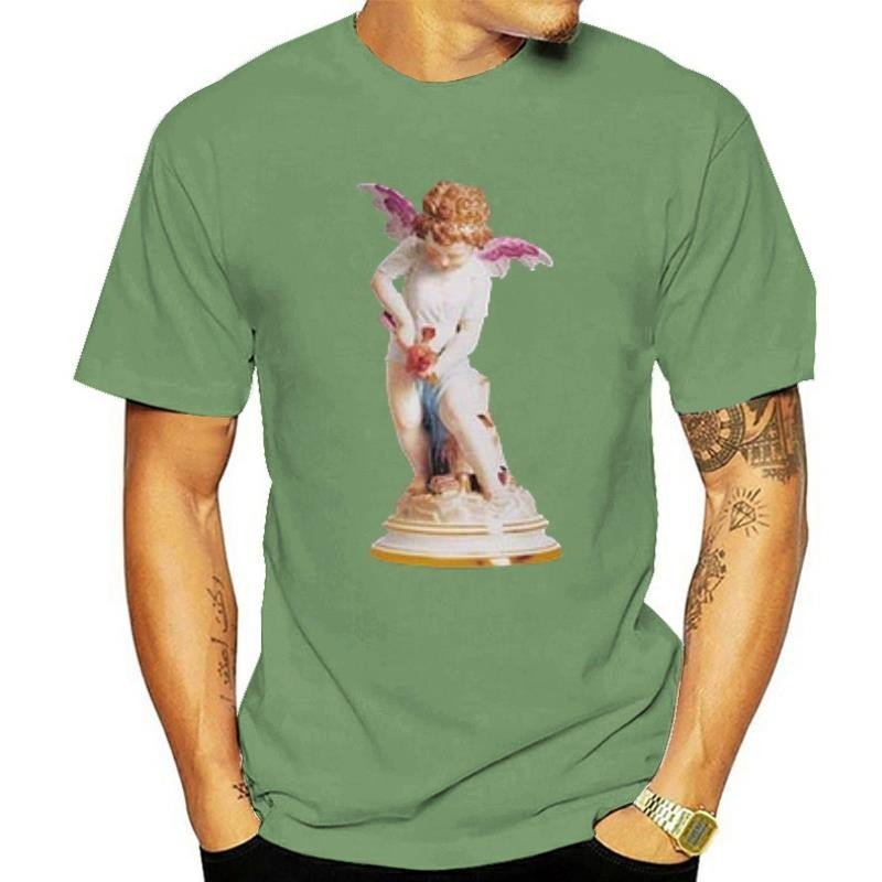 Cupid Thiên Thần In Hình Áo nam Sureme Mùa Hè Mới HipHop Cặp Đôi Tee 100% Cotton Áo Nam Đen / Trắng