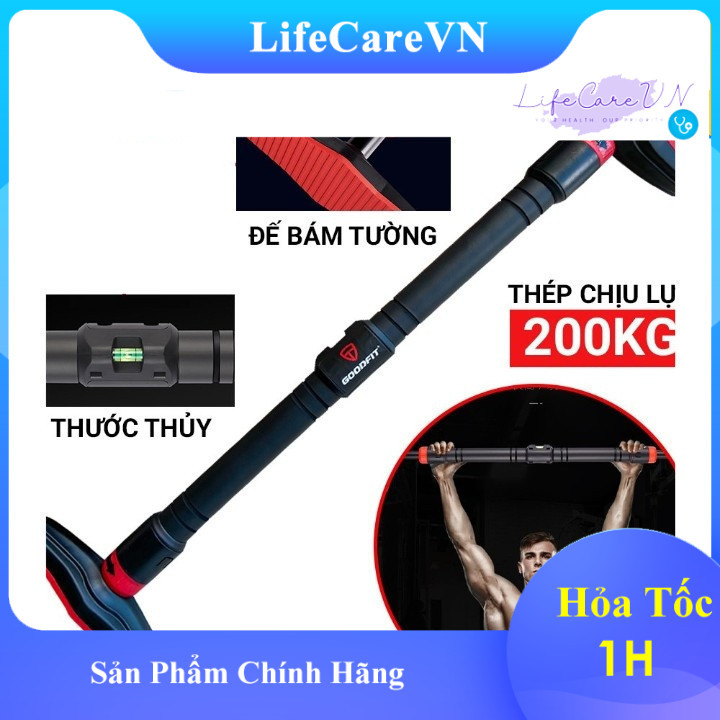 [Chính hãng] Xà Đơn Treo Tường, Gắn Cửa GoodFit GF201PU, Chất Liệu Thép Chịu Lực, Có Thước Thăng Bằn