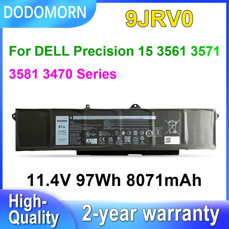 DODOMORN 9JRV0 Laptop Battery For DELL Precision 15 3561 3571 3581 3470 Series 9JRVO 53XP7 053XP7 11