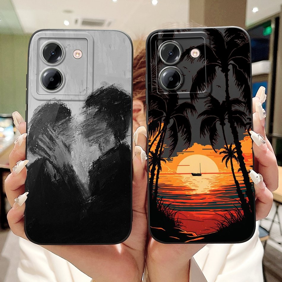 Dành Cho Poco M7 Pro 5G Vỏ Bảo Vệ Ống Kính Poco M7Pro 5G Vỏ Điện Thoại Silicon Mềm Hoàng Hôn Thời Tr