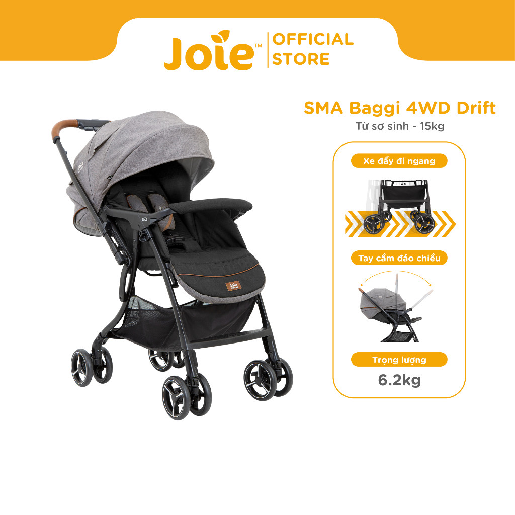 Xe đẩy cho bé Joie SMA Baggi 4WD Drift Carbon | Xe đẩy em bé gấp gọn có thể đảo chiều tay cầm -Shop 