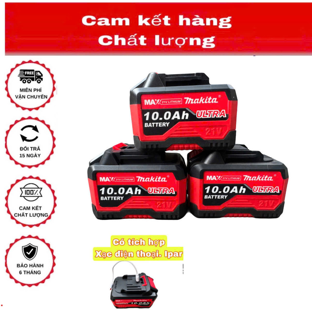 Pin 15 Cell Makita Plus Mạch 8 Mosfet, Chống Ngắt Tải, Vỏ  Chống Sốc Dùng Máy Khoan, Máy Bulong, -