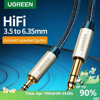 Cáp âm thanh Ugreen chuyển đổi jack cắm 3.5mm sang 6.35mm dài 2m cho loa/CD