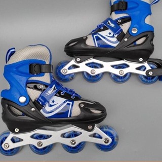  Giày trượt patin trẻ em kèm mũ bảo vệ bảo hộ tay chân có đèn phát sáng điều chỉnh tăng giảm được kícḣ thước 