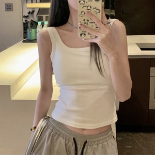 Áo yếm cổ vuông cotton nguyên chất có đệm ngực mỏng màu trơn bên ngoài mặc đế áo sơ mi Áo ba lỗ có đệm lót dành cho nữ, dáng ôm vừa vặn Áo thun cotton mềm mại có miếng đệm ngực xốp dành cho nữ