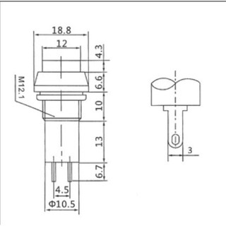 Nút Nhấn Giữ 12mm 2 Chân Màu Đỏ