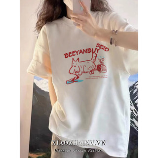 Xiaozhainv Áo Thun Cotton Trắng Cổ Tròn Tay Ngắn Mùa Hè Mới Rời Áo Thường Ngày