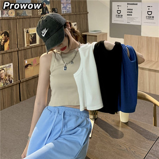Prowow Áo 2 dây áo ba lỗ Thời trang hàn quốc Fashion cổ điển thông thường chic WBX2440K7D 19Z240508