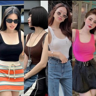 Áo thun sát nách len tăm co dãn 4c hai dây nhỏ tôn dáng