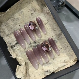 Đùi Tóc Thô  Handmade Mặc Móng Tay Tính Khí Trắng Gradient Thành Làm Đẹp Móng Tay Bán Buôn