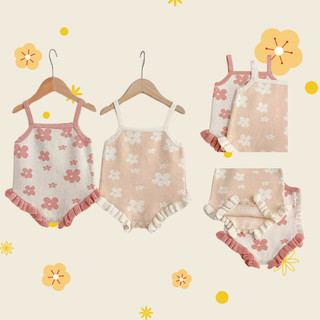 Mùa hè phong cách mới cho bé gái ren sling jumpsuit bé dệt kim len romper romper romper