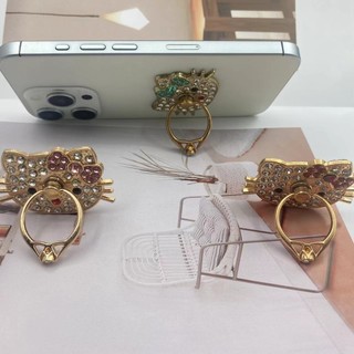 Kim Cương Hello Kitty Kim Loại Vòng Khóa Kim Cương Mặt Sau Miếng Dán Điện Thoại Di Động Đa Năng Giá Đỡ