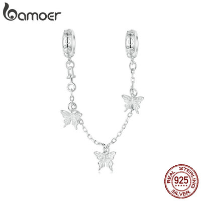 Dây chuyền an toàn hình bướm quyến rũ Bamoer 925 Sterling Sliver cho vòng tay Quà tặng cho nữ