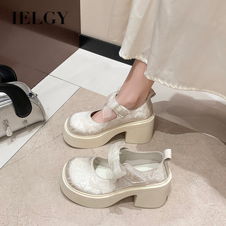 IELGY   Mới Trung Quốc Đầu Tròn Mary Jane Giày 2024 Nơ Mới Có Váy Giày Da Nhỏ