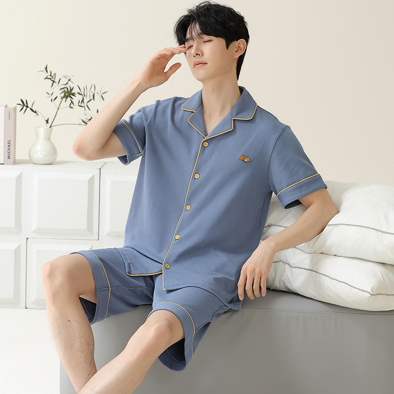 Bộ đồ ngủ nam mùa hè 100% cotton ngắn tay mỏng 2024 quần áo mặc ở nhà mùa hè mới có thể mặc bên ngoài