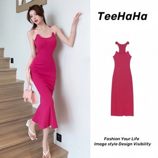 Váy 2 dây trễ vai Đầm hai dây body dáng dài Váy Nữ Cảm giác cao cấp Dây đeo vai vô hình Thiết kế váy Sense Slim-fit Hip-