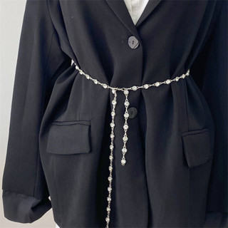 Thắt lưng nữ dây xích đính đá, đai váy thời trang kim loại