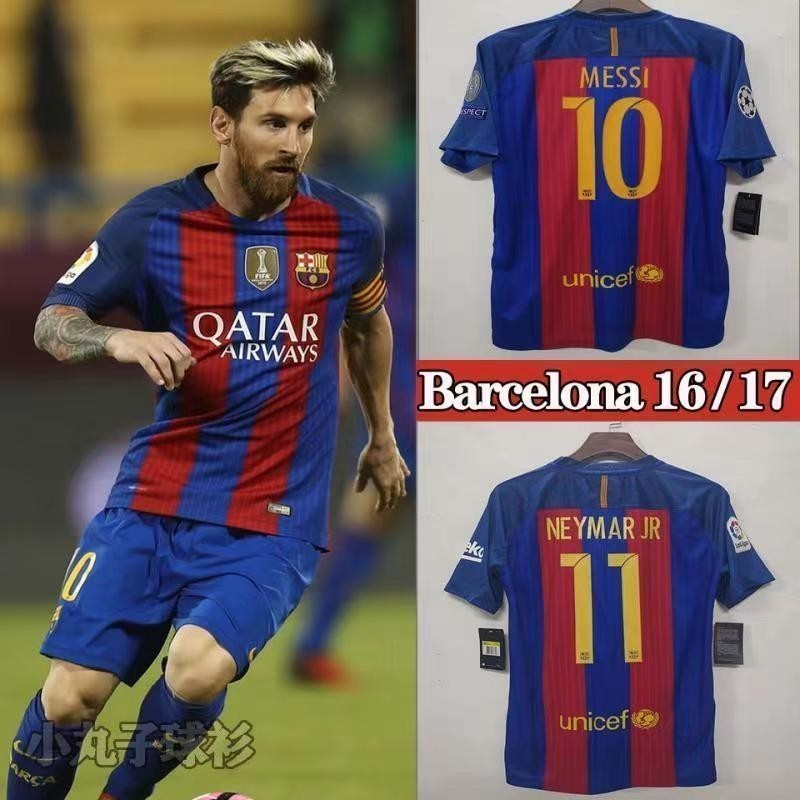 Retro Số 16 17 Barcelona MESSI NEYMAR JR áo bóng đá áo bóng đá nam