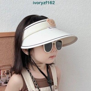 Mũ che nắng hình gấu IVORYZF, Mũ che nắng hoạt hình phong cách Hàn Quốc, Thoải mái Không có mũ đi biển Mũ chống tia cực tím Mũ che nắng trẻ em Mũ che nắng cho bé