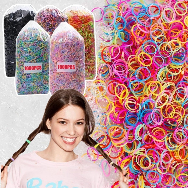 1000 Dây Buộc Tóc Nhỏ, Dây Cao Su Nhỏ Cho Tóc, Dây Buộc Tóc Cho Bé Tập Đi Nhiều Màu Sắc Cho Bé Gái, 