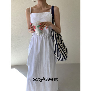 SUXI Đầm Dây Rút Dáng Chữ a Phong Cách retro Đơn Giản Cho Nữ