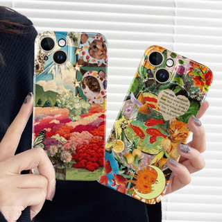 ốp lưng iPhone 16 15 11 Vẽ tranh sơn dầu mèo Thời trang Ốp Lưng Cho iPhone 16 Pro Max 15 14 XR 13 12 11 Pro Max 8 7 6 6S Plus X Xs Max Se 2020 13 12 11 Smooth TPU Soft Shell chống sốc bảo vệ máy ảnh