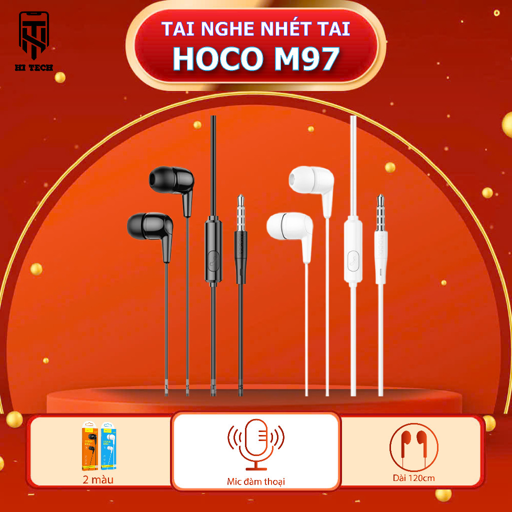 Tai Nghe Nhét Tai Hoco M97 Super Bass tương thích các dòng điện thoại jack 3.5mm.