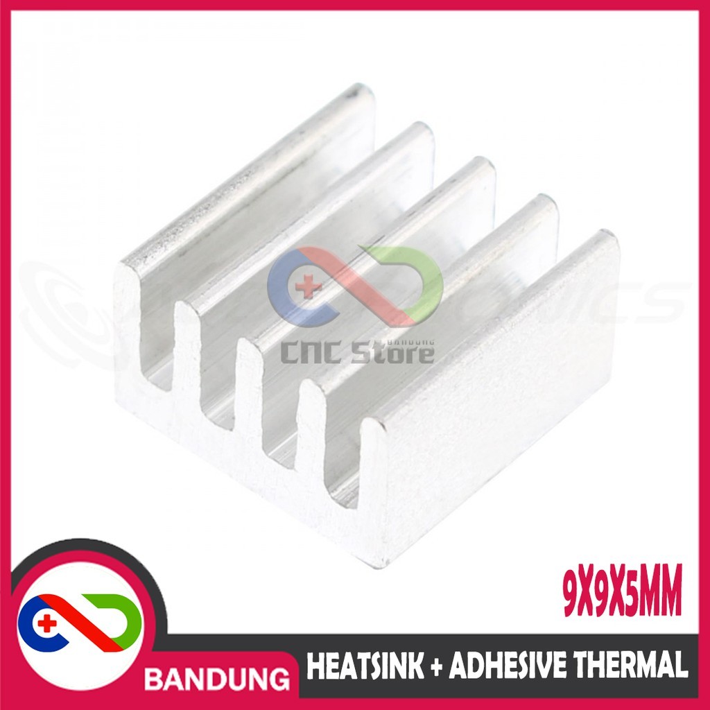 HEATSINK 9X9X5MM NHÔM PLUS ADHESIVE THERMAL PAD LÀM MÁT A4988 HEATSINK IC