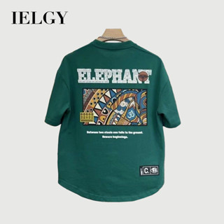 Ielgy Mùa hè mới thời trang cong xẻ đuôi cotton áo thun nam in hình