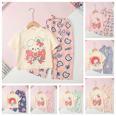 Bộ Bé gái mặc nhà LITIBABY áo cotton, quần dài lanh size 4 đến 14 tuổi