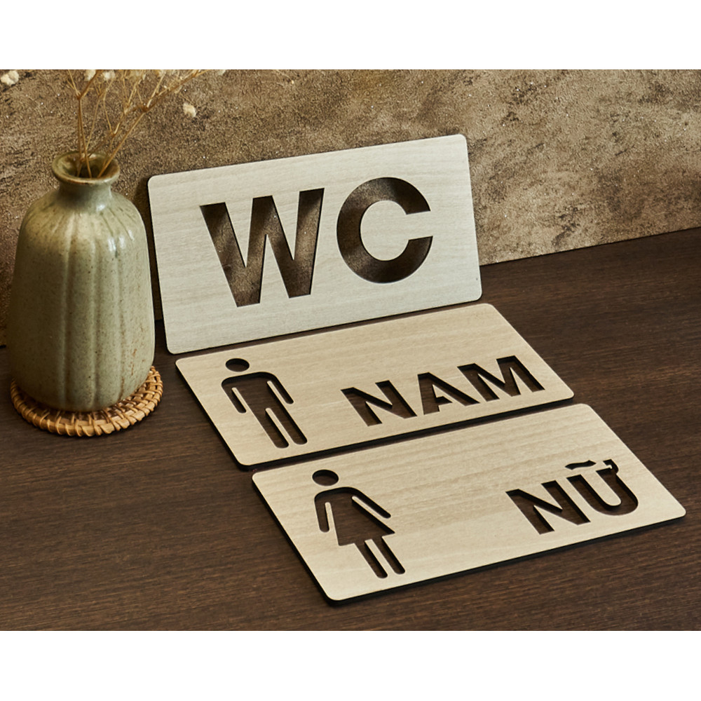 Bảng toilet Nam , bảng toilet Nữ,  bảng gỗ WC dán cửa nhà vệ sinh đẹp, rẻ, chất lượng