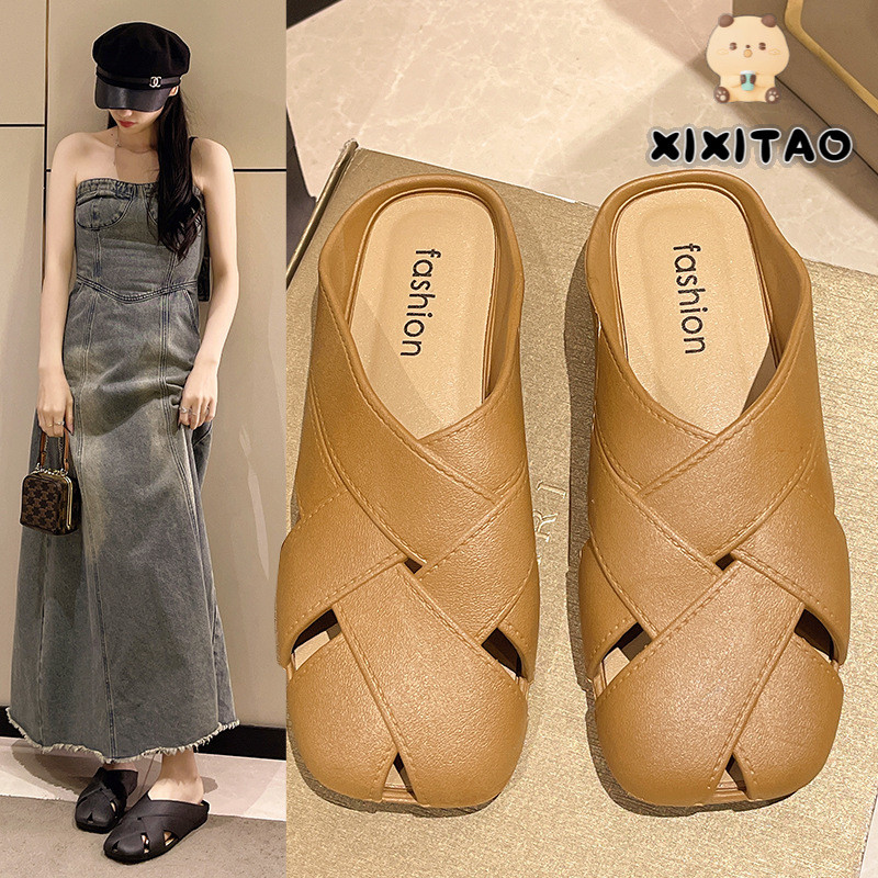 Dép La Mã Baotou Nữ Mặc Ngoài Mùa Xuân Mùa Hè 2025 Phong Cách Mới Phiên Bản Hàn Quốc Giày Muller-023