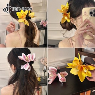Jojo COCO Phụ kiện kiểu tóc thời trang đầu xuân hoa vàng khí quyển kẹp tóc nữ