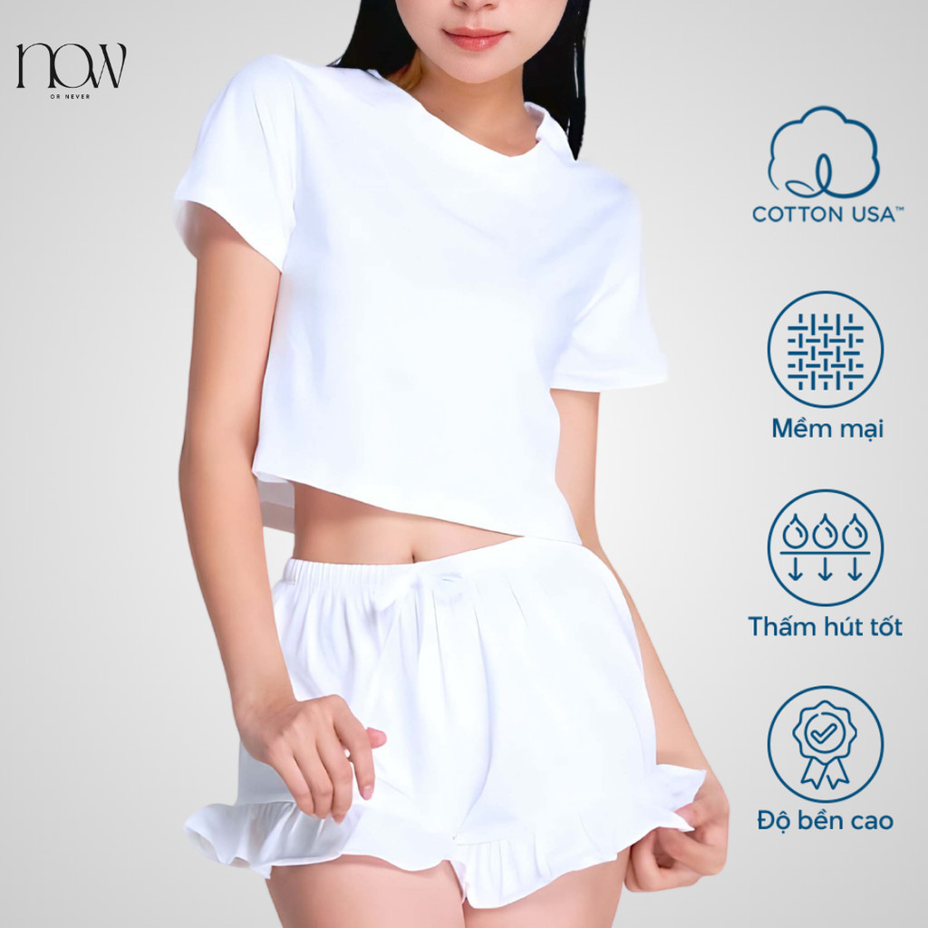 SET áo Basic tee + quần mặc nhà Ruffle short - NOW Wear