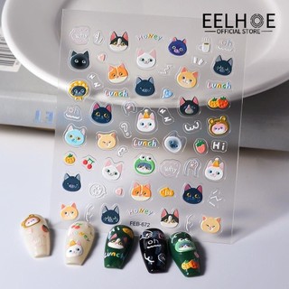 EELHOE 1 Cái Móng Tay Nghệ Thuật Tomoni Nổi Hoạt Hình Thực Tế 5D Doodle Dễ Thương Cún Con Mèo Con Thỏ Động Vật Nhỏ Full Đầu Miếng Dán Móng Tay Với Móng Tay Bọc