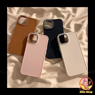 Ốp Điện Thoại Khung Ống Kính Kim Loại Đơn Giản Cho IPhone 11 15 14 Pro Max 12 13Promax XS XR 7 8Plus Vỏ Mềm Silicon Lỏng Chống Sốc