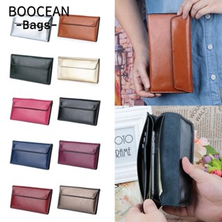  BOOCEAN Ví dài nữ Túi ly hợp dung tích lớn bằng da thật Ví da bò mỏng đa năng bền bỉ dành cho nữ 