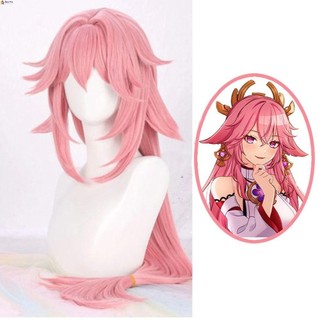 Leota yae miko cosplay tóc giả chất lượng cao mềm mại thoáng khí genshin tác động trò chơi mịn vai trò vô hình chơi sợi nhiệt độ cao trang phục halloween tóc giả