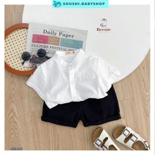 Set bộ quần áo công tử cho bé trai áo sơ mi trắng cổ trụ kèm quần kaki từ 9 đến 25kg SHUSHI 0124b36
