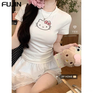 FUJIN áo phông áo thun nữ croptop baby tee phổ biến INS Comfortable Cute WTX2440LXP 17Z240424