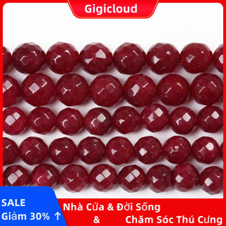 Gigicloud 6mm / 8mm / 10mm hạt tròn tự nhiên pha lê chalcedony mặt bán đá rời hạt tự làm phụ kiện trang sức
