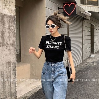 Thiết Kế Phong Cách Mới Cảm Giác Vai Trước Tay Ngắn Mùa Hè Thời trang Phong Cách Mới Hot Girl Áo Thun Ngắn Rốn Skinny Ôm Hơn Nhìn Top Quần Áo