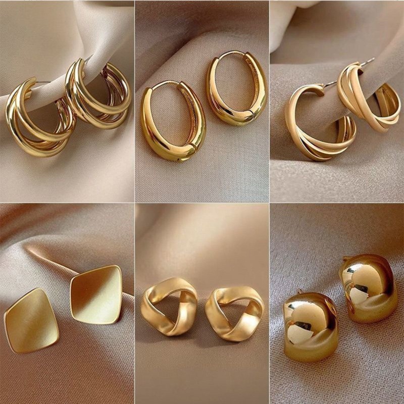 Bông tai vàng sang trọng nhẹ thời trang Bông tai nữ thanh lịch cao cấp