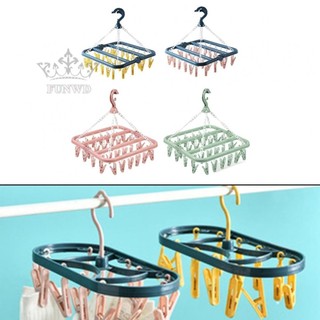 -New In May-Space Saving Plastic Hanger with 32 Clips for Baby Clothes and Underwear