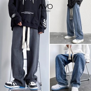 Quần bò jean baggy nam ống rộng cạp chun nam nữ dáng suông chất cotton style hàn Avocado đẹp