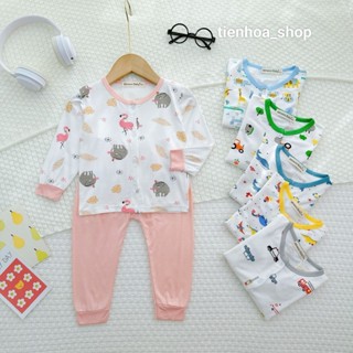Minwoo Baby [Bé 5-19kg] Bộ dài tay thun lạnh sơ sinh nút cài giữa quần đắp đũng mặc tả cho bé trai bé gái